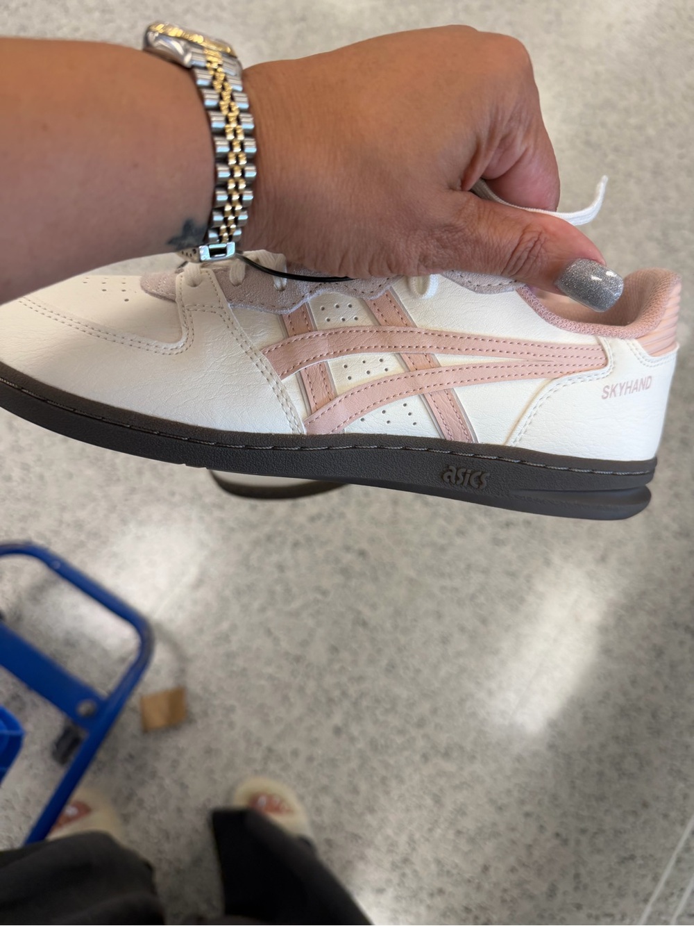 ASICS Skyhand Sneaker in White and Blush